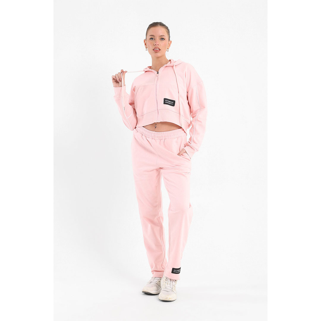 طقم رياضي حريمي - 2 قطعة - بينك فاتح