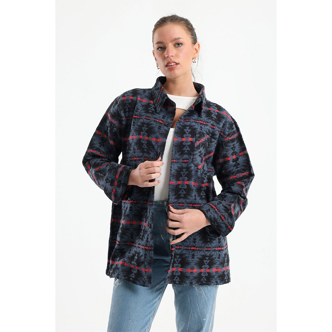 قميص كاجوال شتوي حريمي - أسود/كحلي