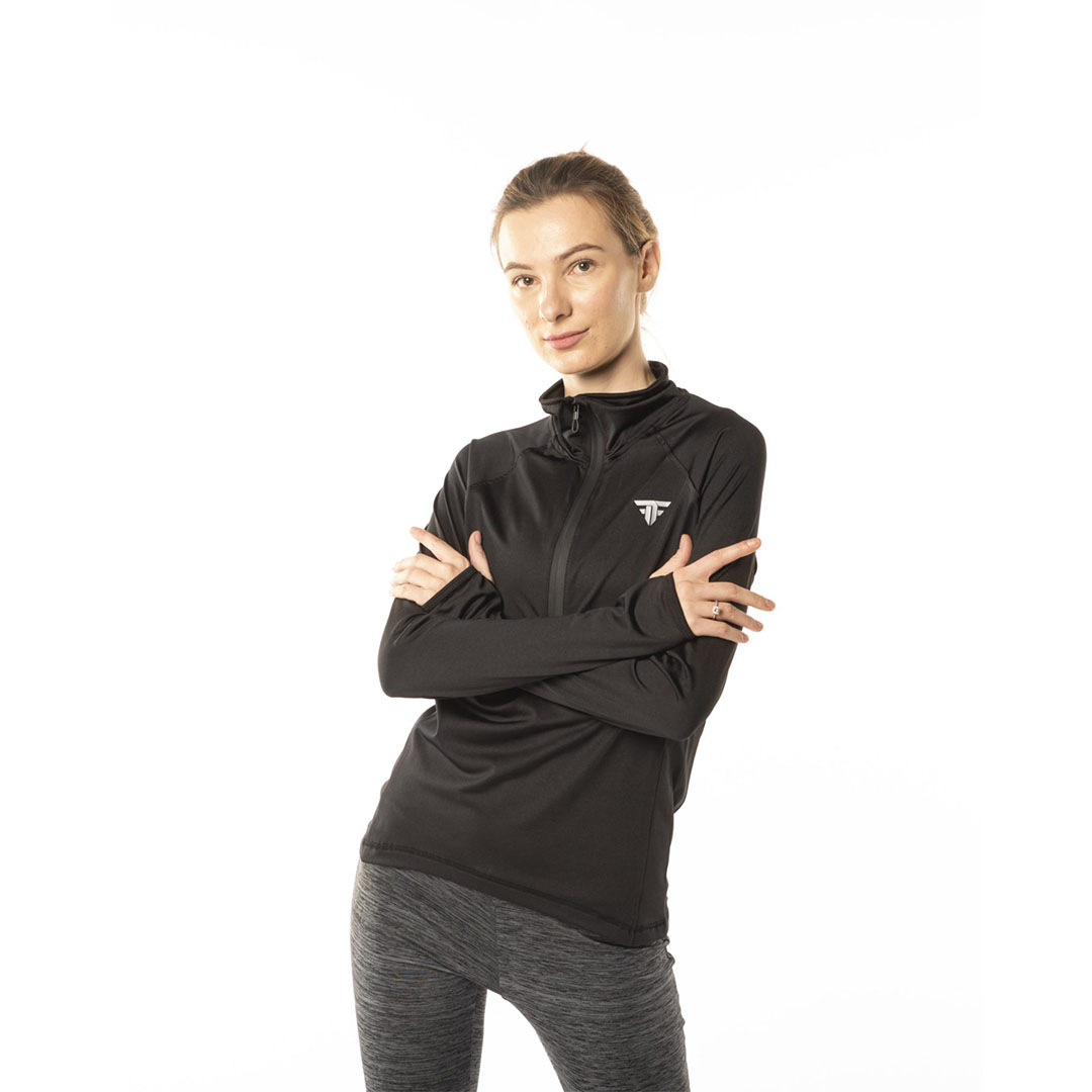 تيشيرت رياضي بكم حريمي - أسود