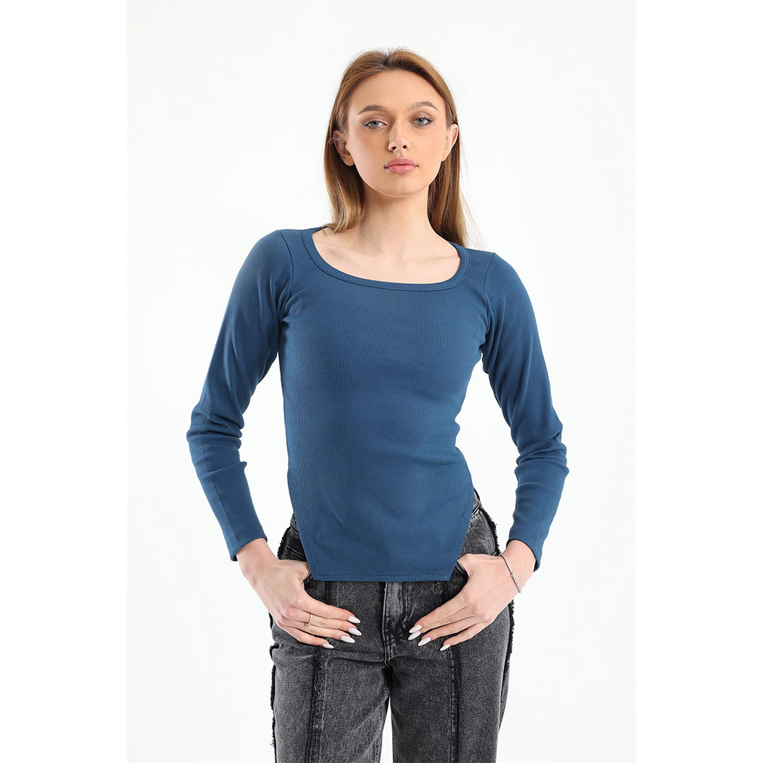 تيشيرت بكم طويل حريمي - أزرق