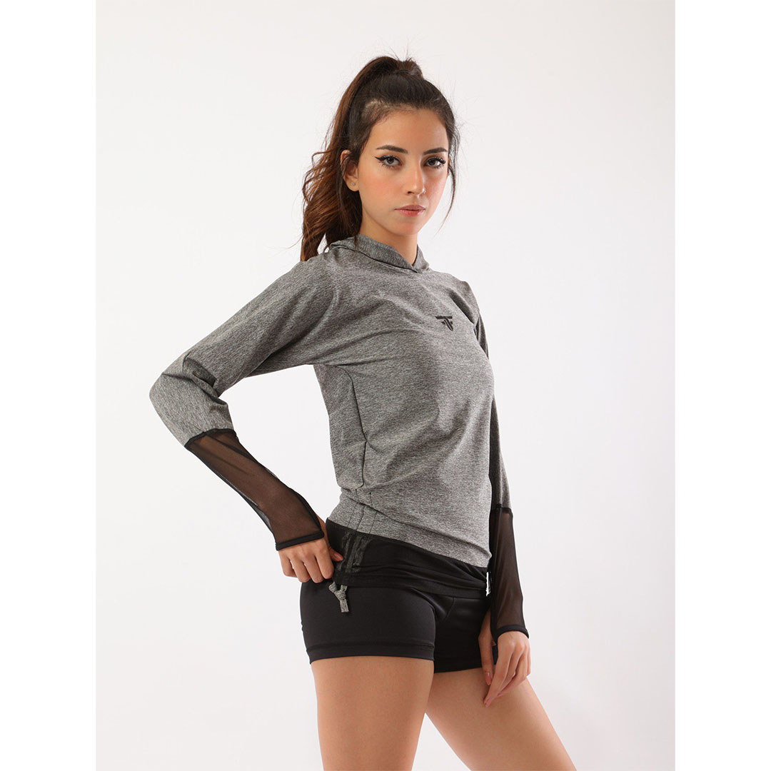 تيشيرت رياضي بكم شبكي حريمي - أسود