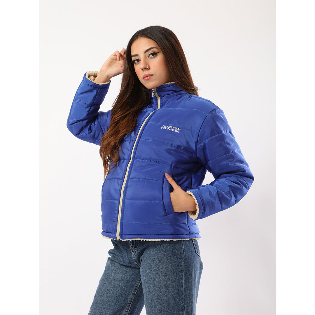 جاكيت بامب حريمي - أزرق/بيج