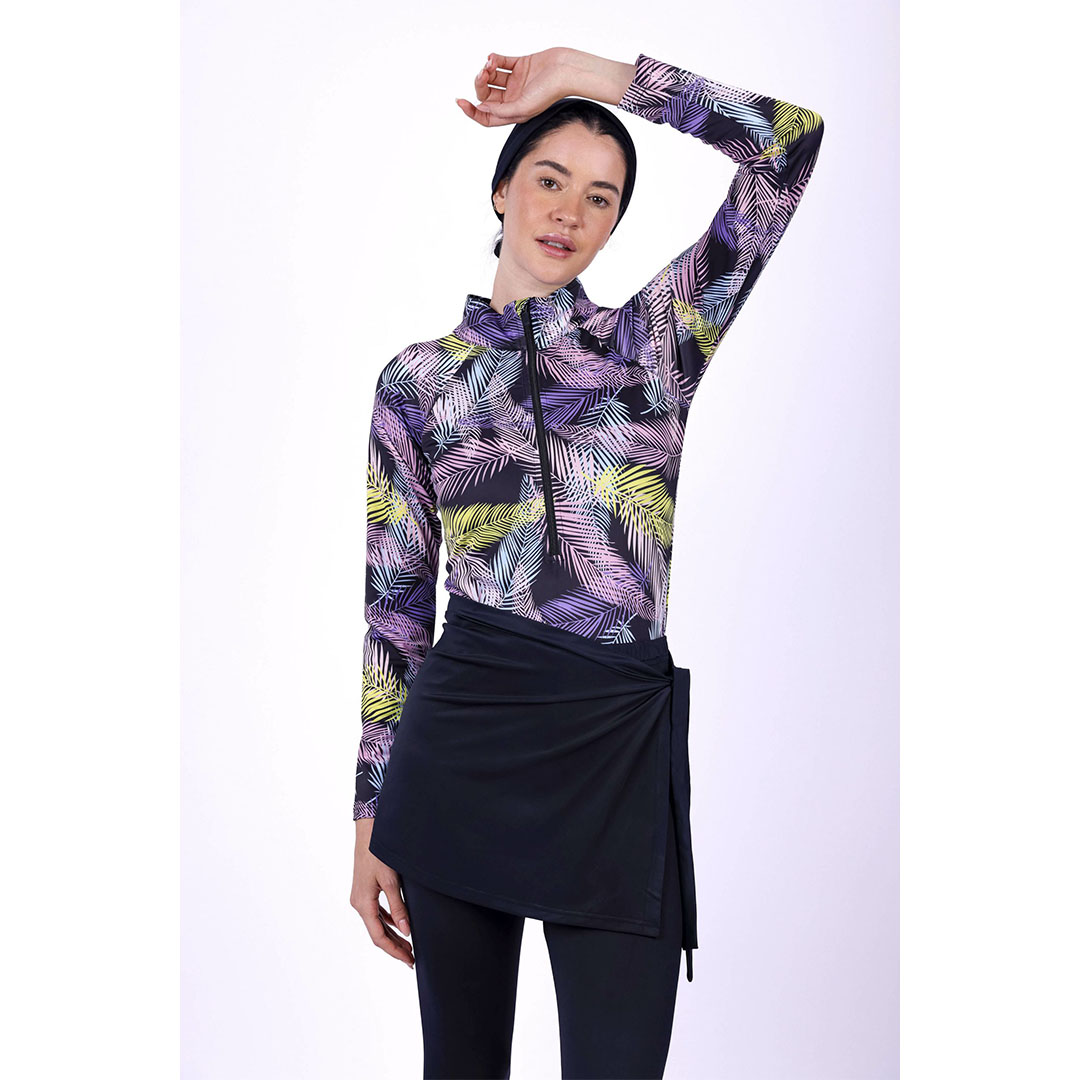 مايوه بالم بوركيني حريمي - 3 قطع - أسود