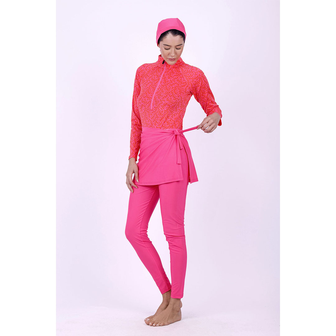 مايوه بوركيني حريمي - 3 قطع - بينك