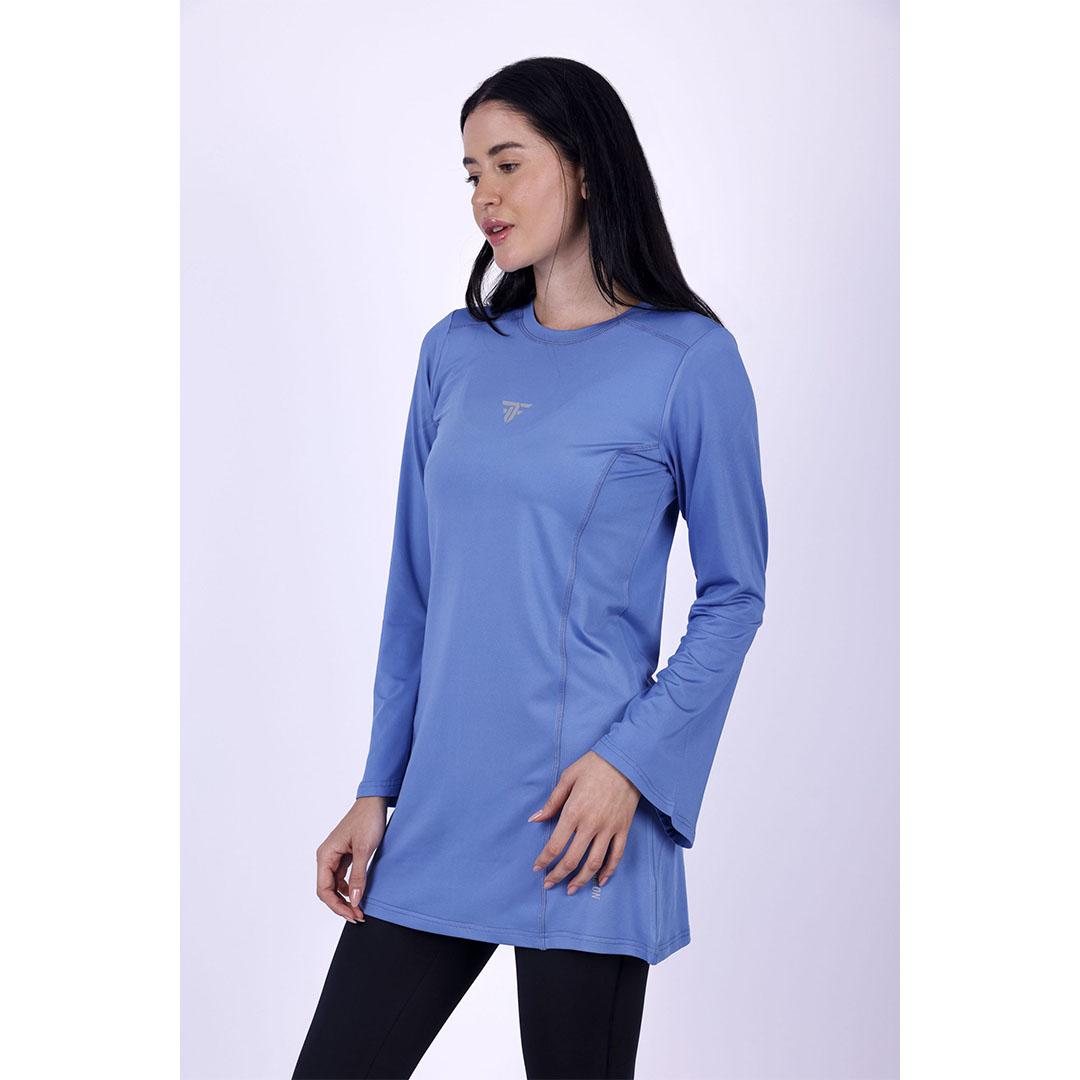 تيشيرت بكم رياضي طويل حريمي - أزرق