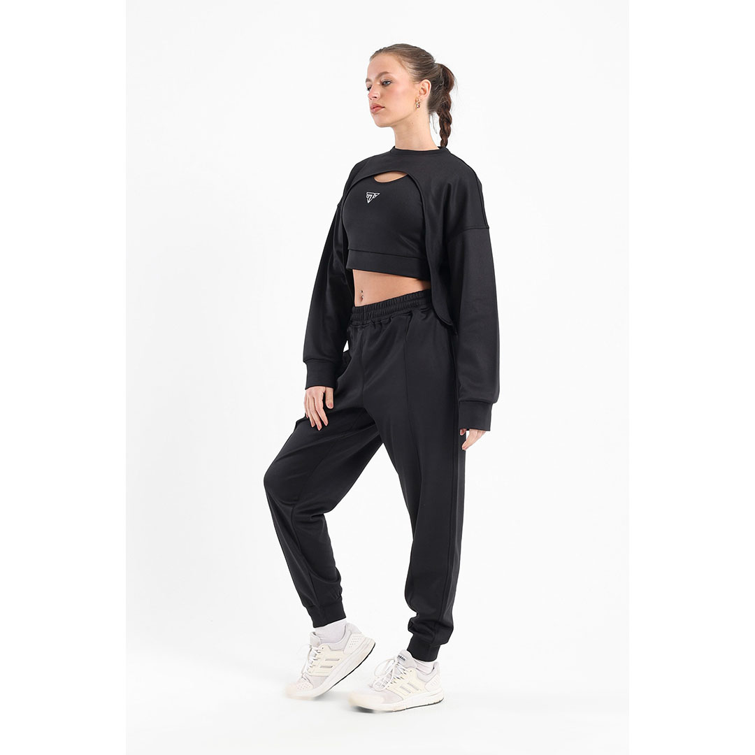 طقم رياضي حريمي - 3 قطع - أسود