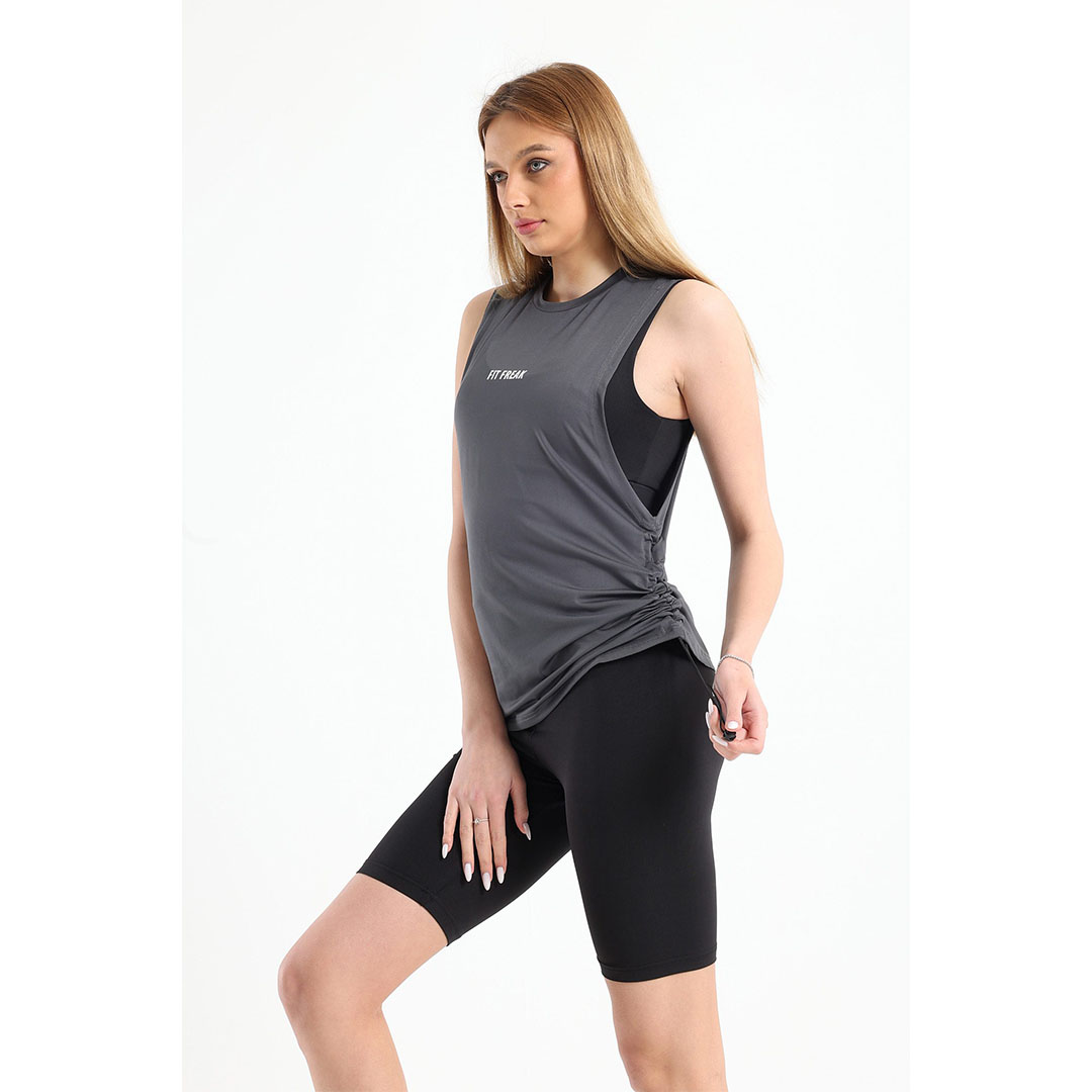 تيشيرت رياضي بدون كم حريمي - رمادي