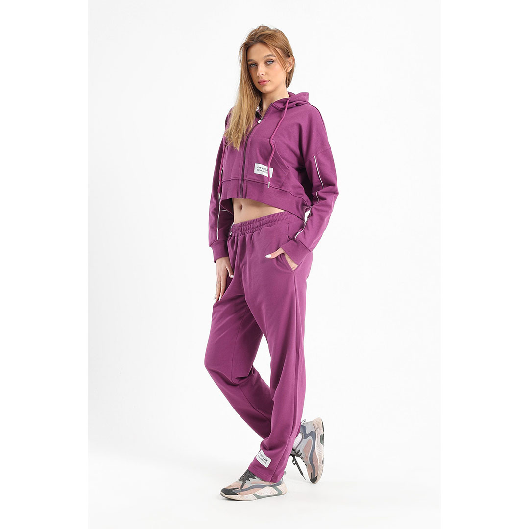 طقم رياضي حريمي - 2 قطعة -موف