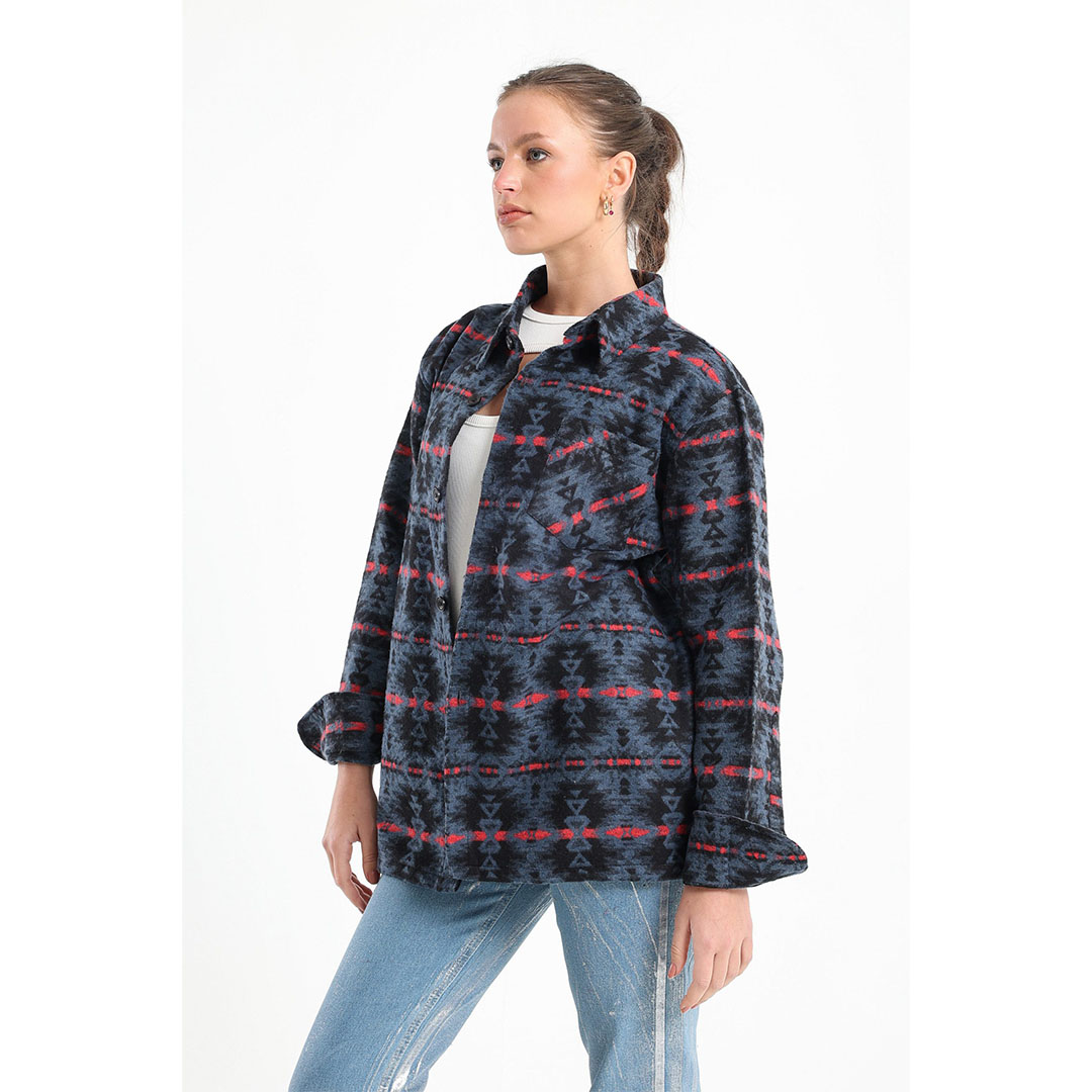 قميص كاجوال شتوي حريمي - أسود/كحلي