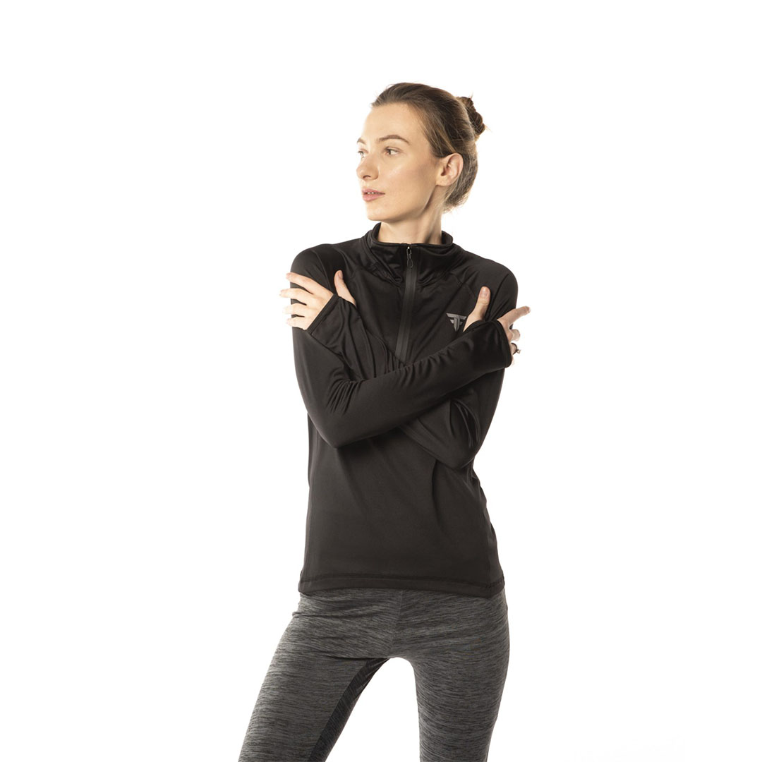 تيشيرت رياضي بكم حريمي - أسود