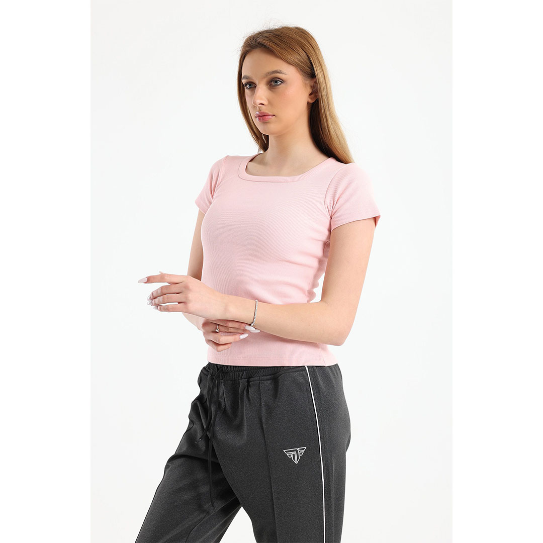 تيشيرت نص كم حريمي - بينك