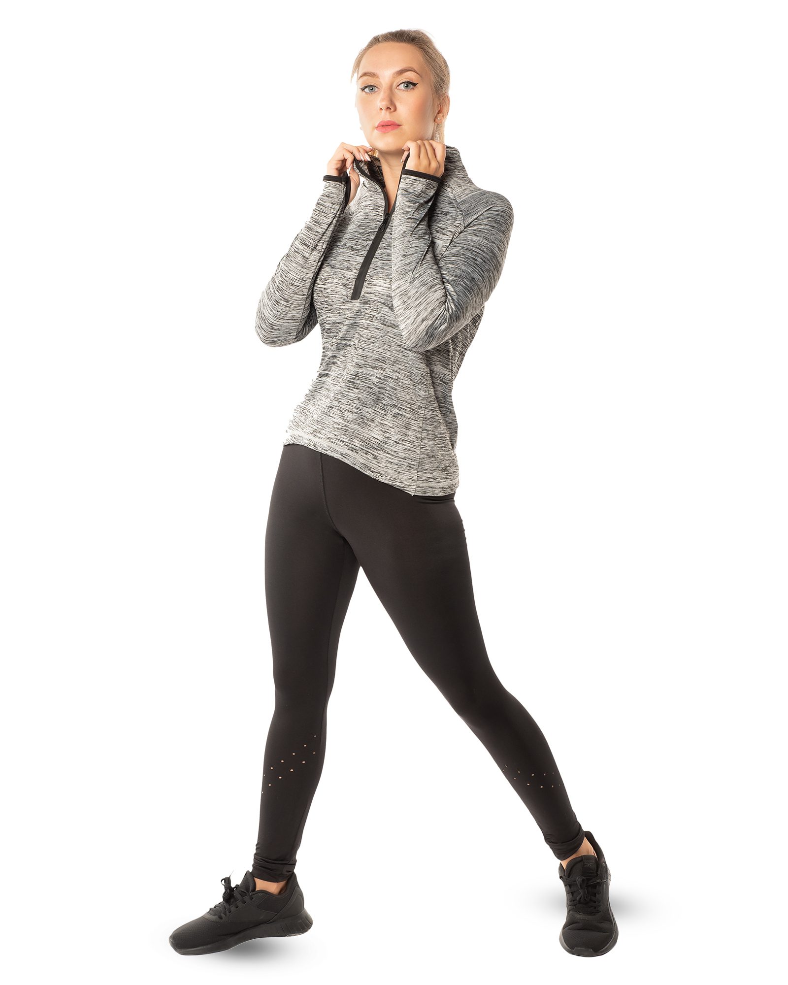 تيشيرت رياضي بكم حريمي - رمادي فاتح