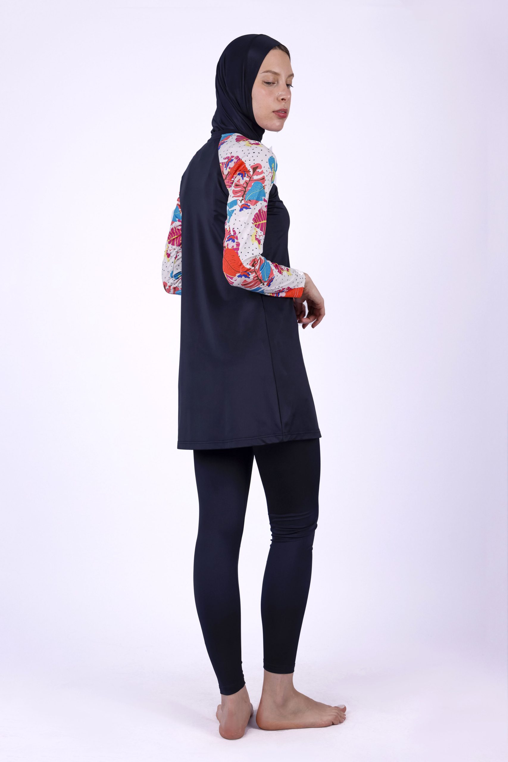 مايوه هاواي بوركيني حريمي - 3 قطع - أسود