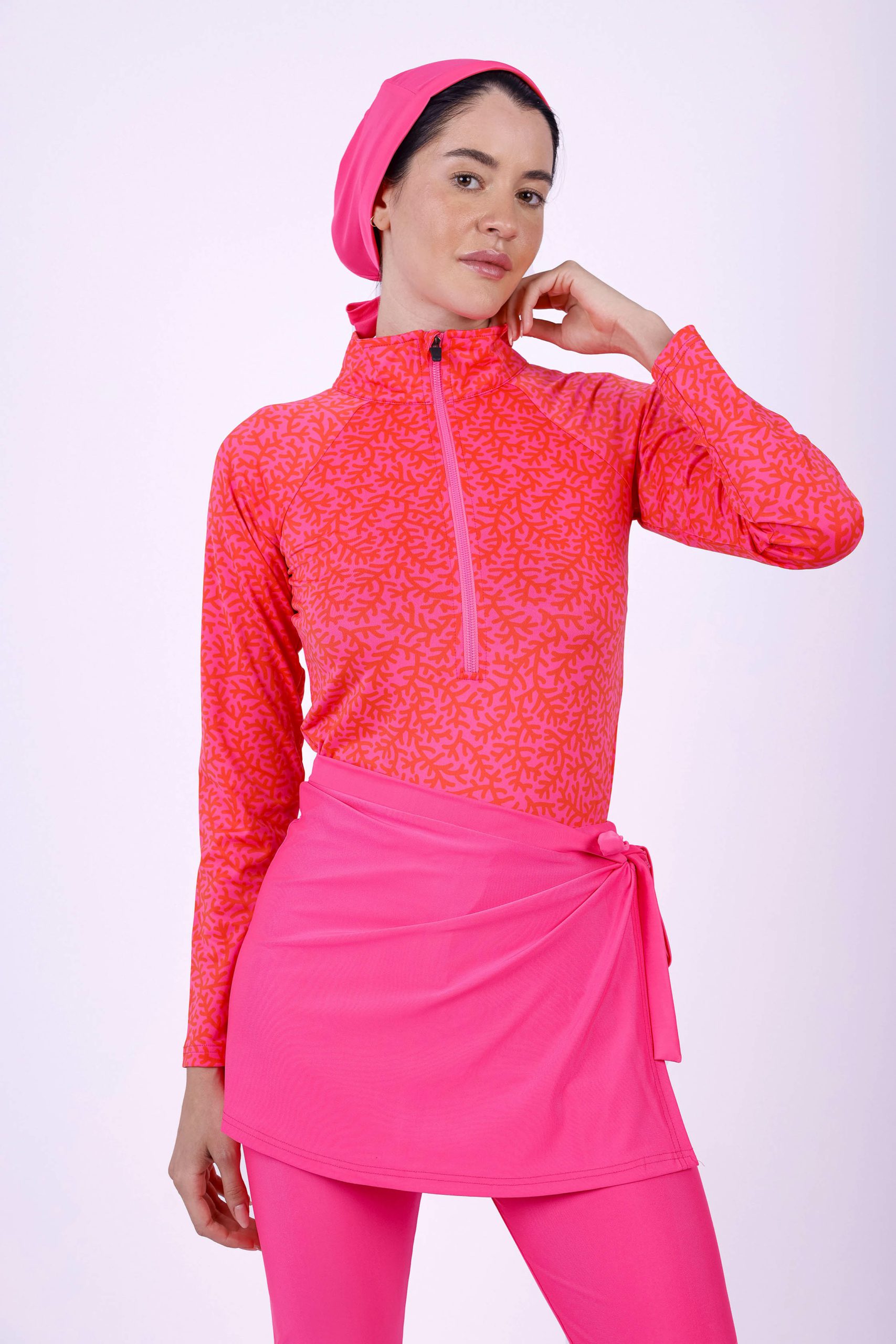 مايوه بوركيني حريمي - 3 قطع - بينك