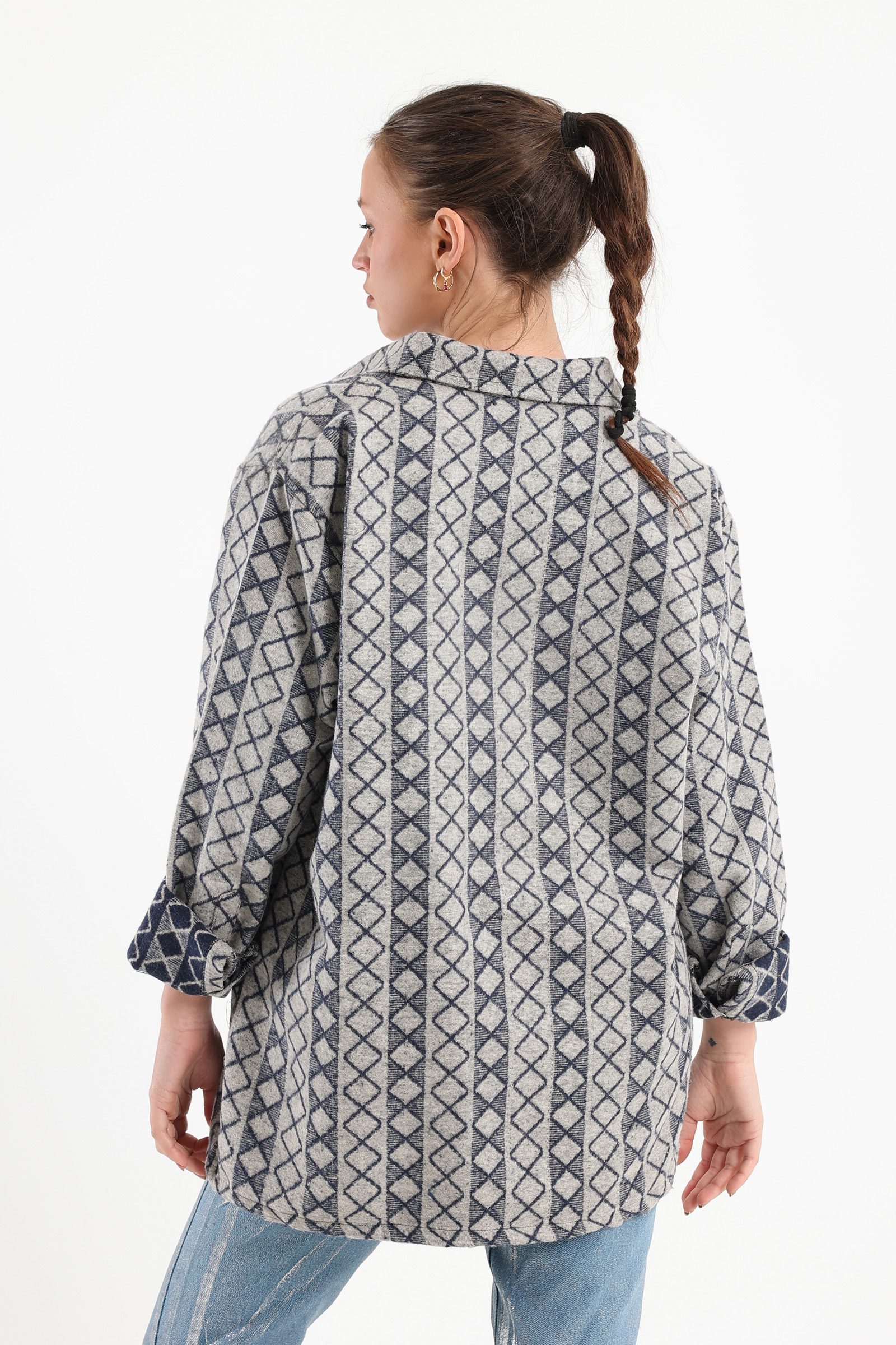 قميص كاجوال شتوي حريمي - رمادي