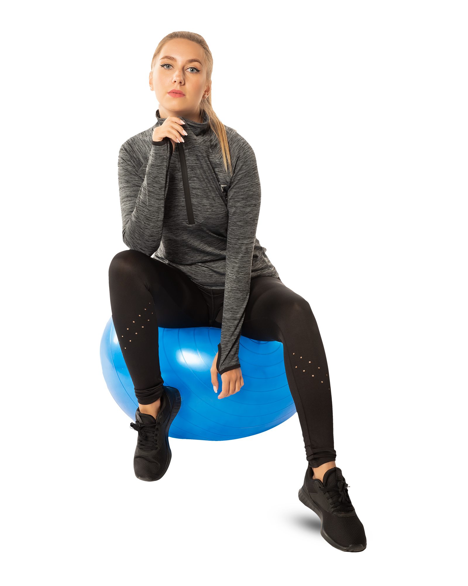 تيشيرت رياضي بكم حريمي - رمادي غامق