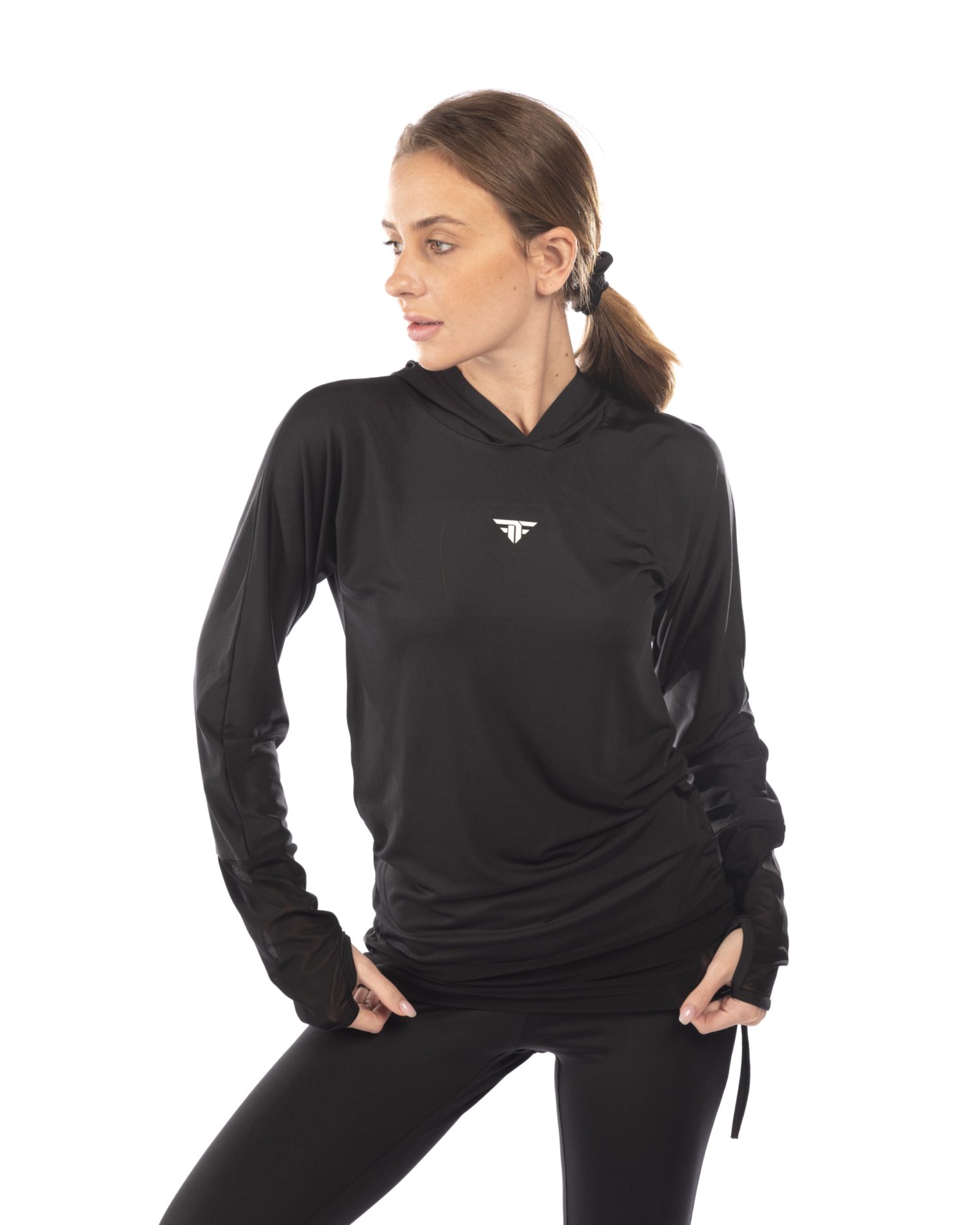 تيشيرت رياضي بكم حريمي- أسود