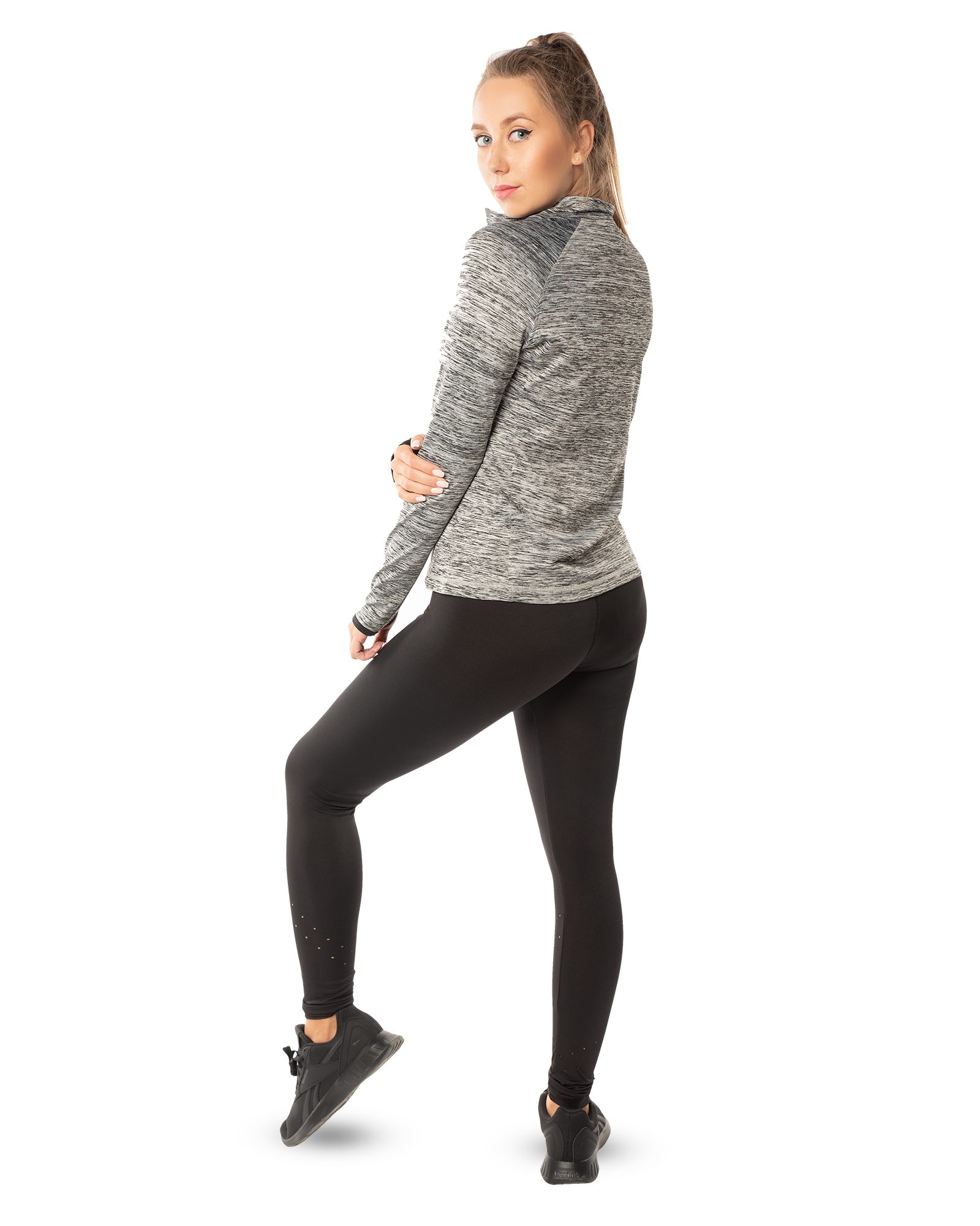 تيشيرت رياضي بكم حريمي - رمادي فاتح