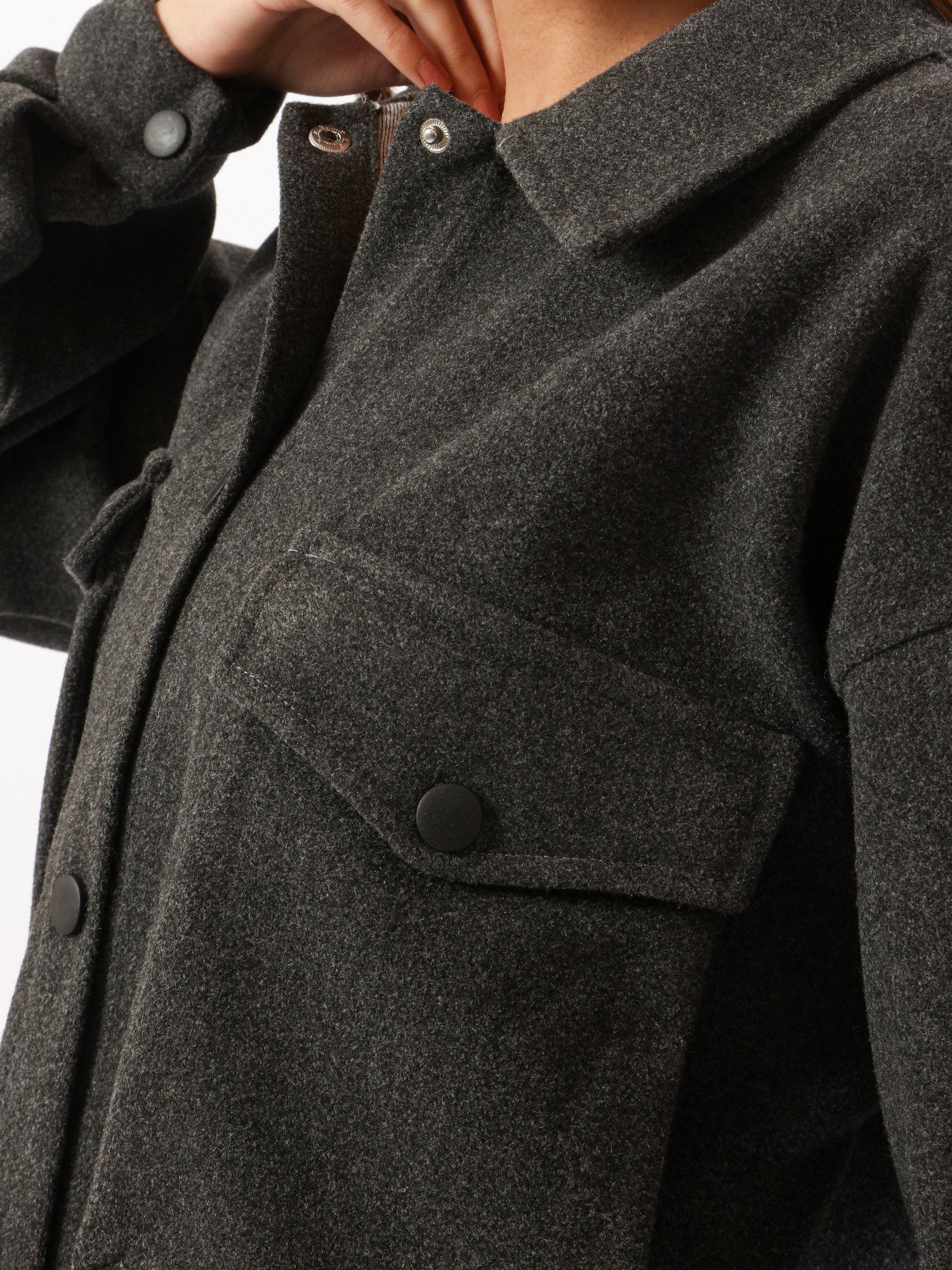 قميص صوف كاجوال حريمي - رمادي غامق