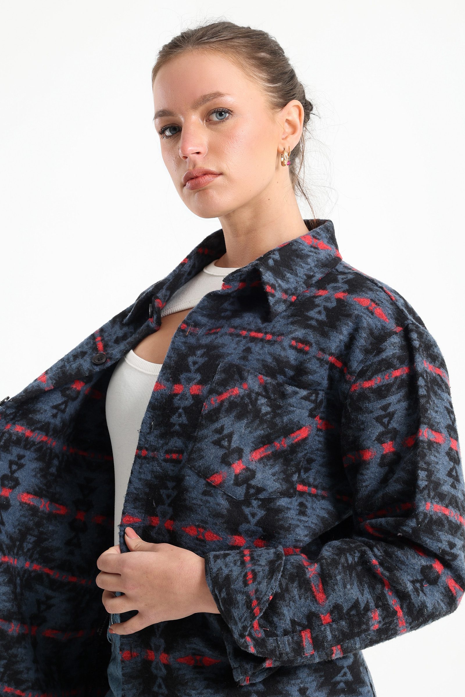 قميص كاجوال شتوي حريمي - أسود/كحلي