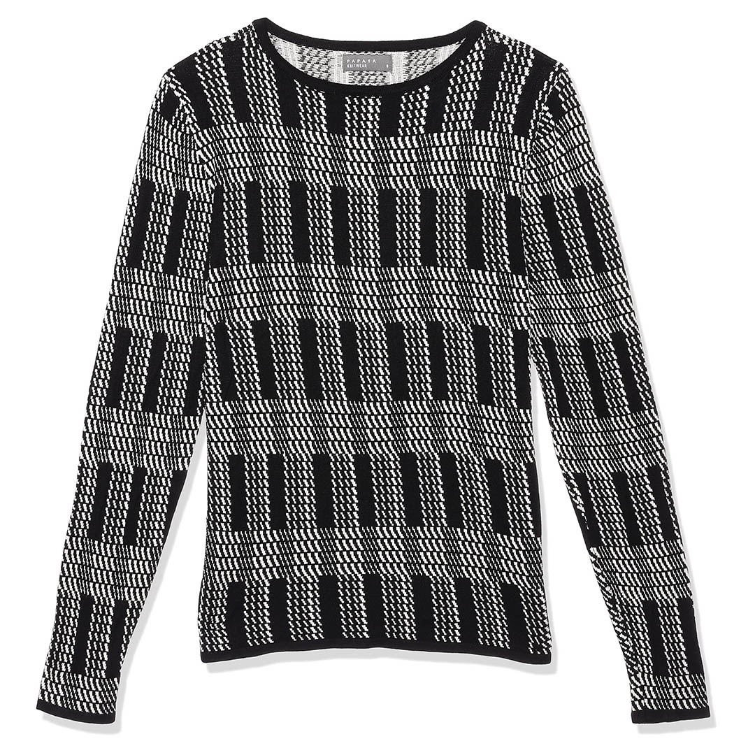 بلوفر حريمي كم طويل - أسود/أبيض 2794192-Grey