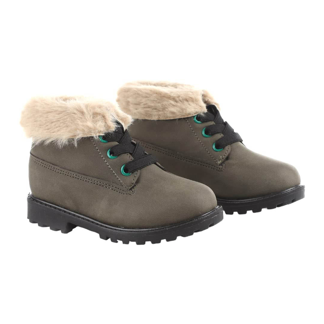 HK1120 هاف بوت بناتي كاجوال - زيتي