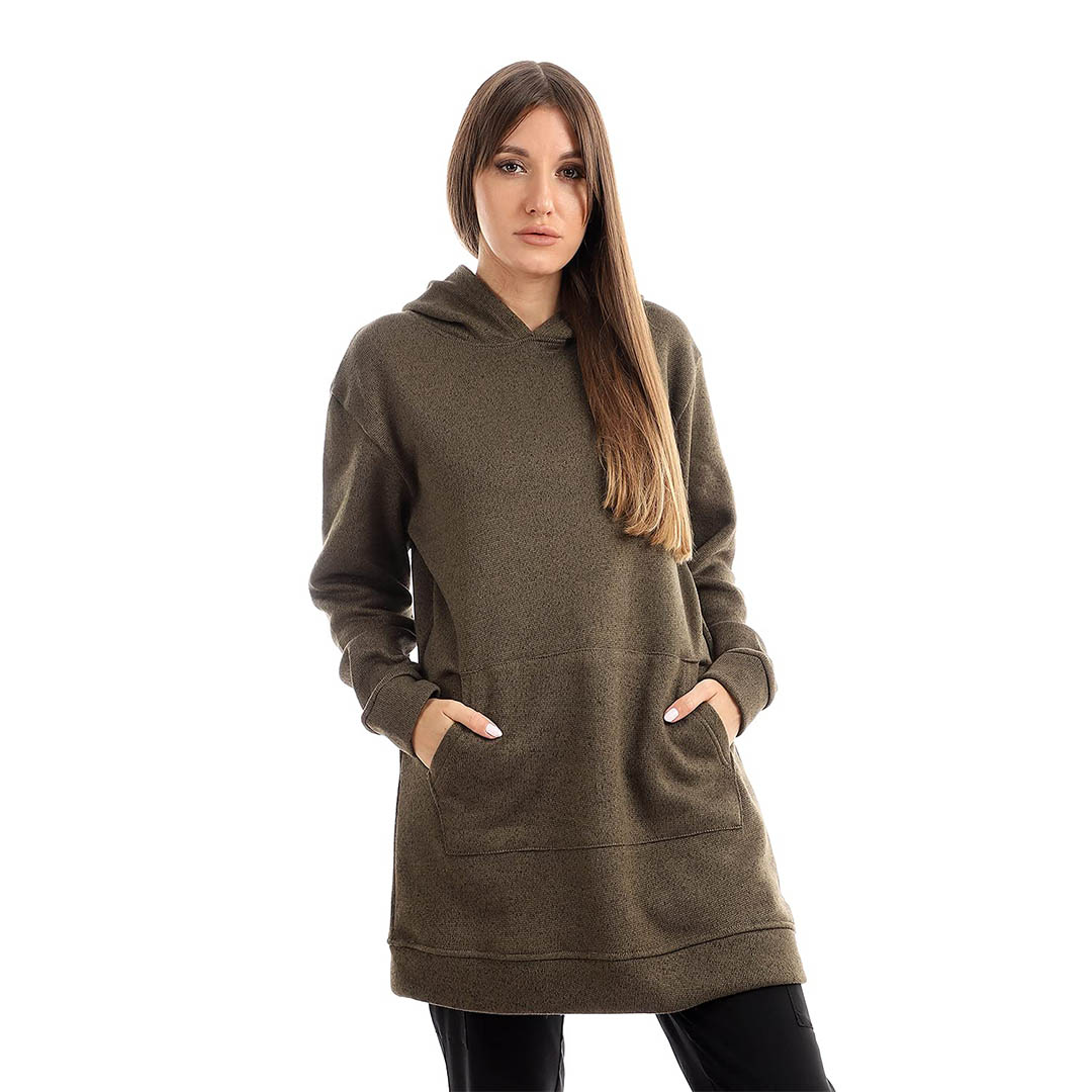 6209 سويت شيرت حريمي طويل - زيتي