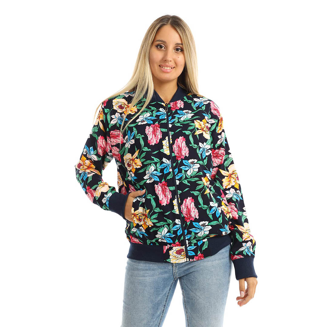 6862 جاكيت حريمي مبطن بسوستة - كحلي