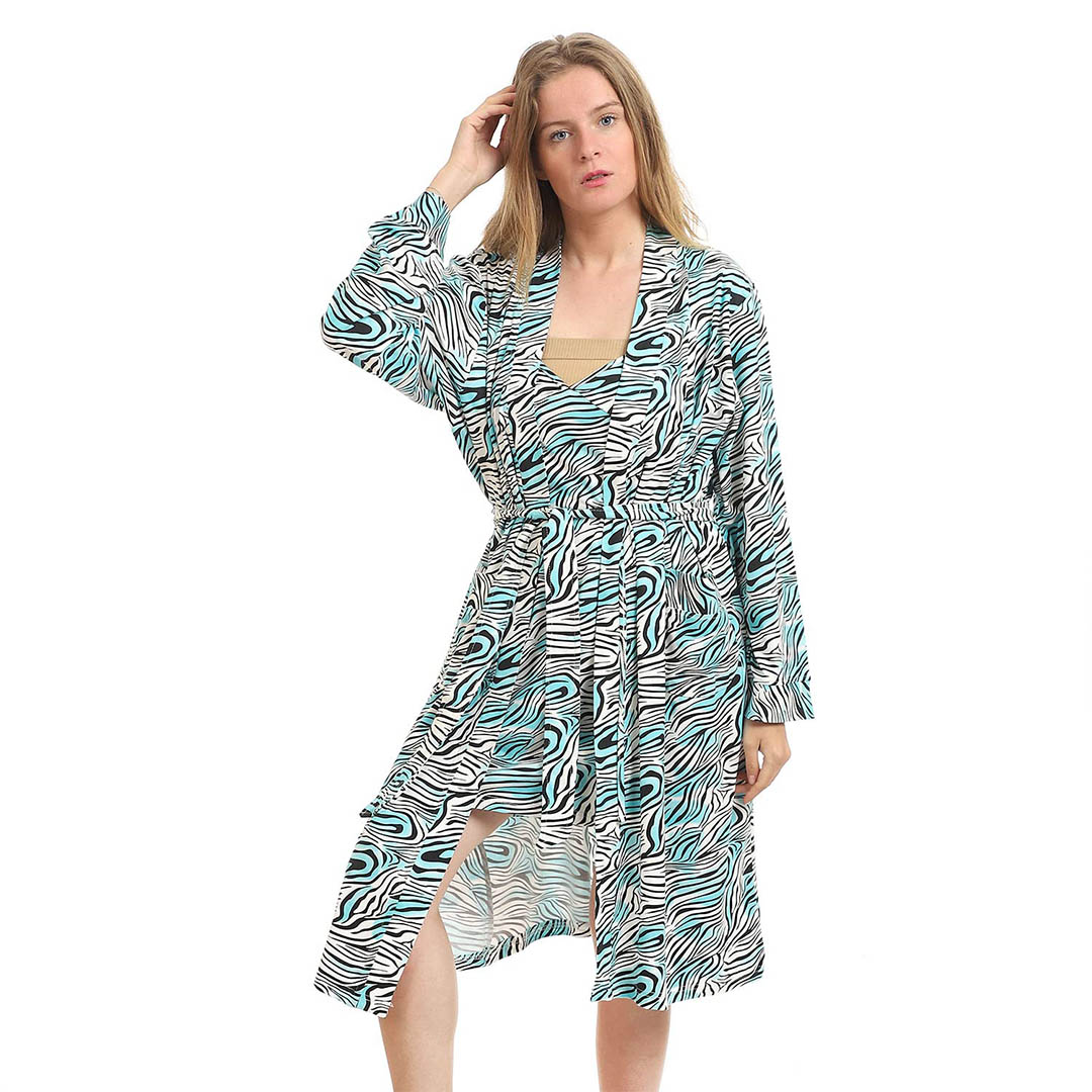 4214 قميص نوم حريمي مع روب - لبني