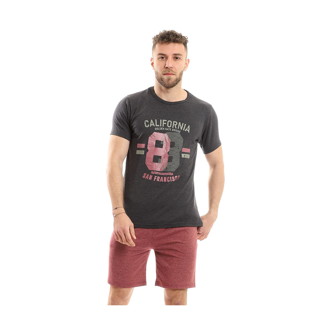 M5578 بيجامة رجالي صيفي - نبيتي/أسود