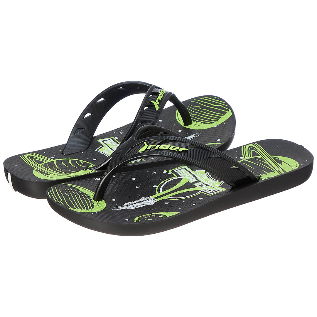 Rider T JOY شبشب أطفالي - أسود/أخضر