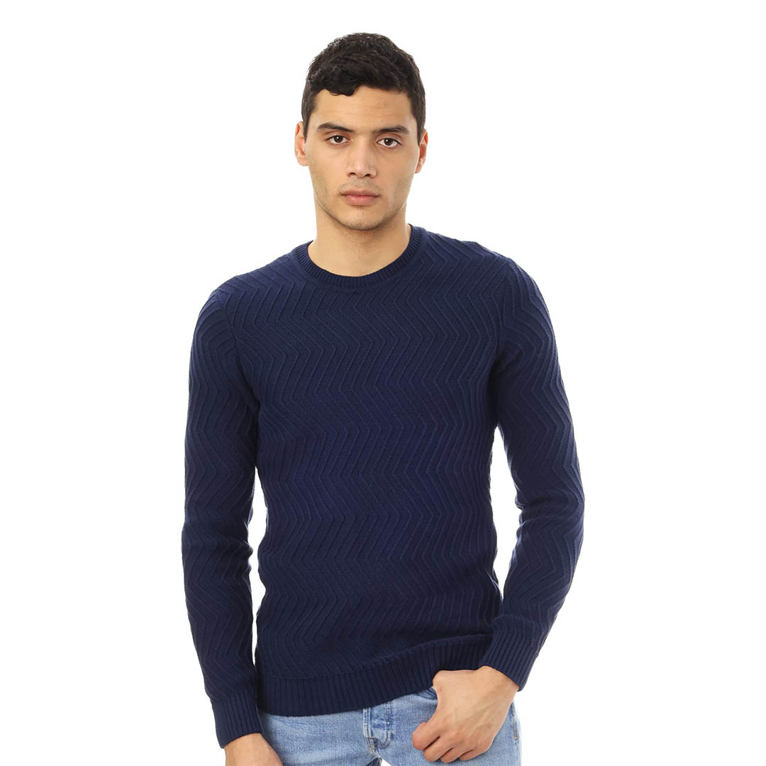 27219 بلوفر رجالي بكم طويل - كحلي