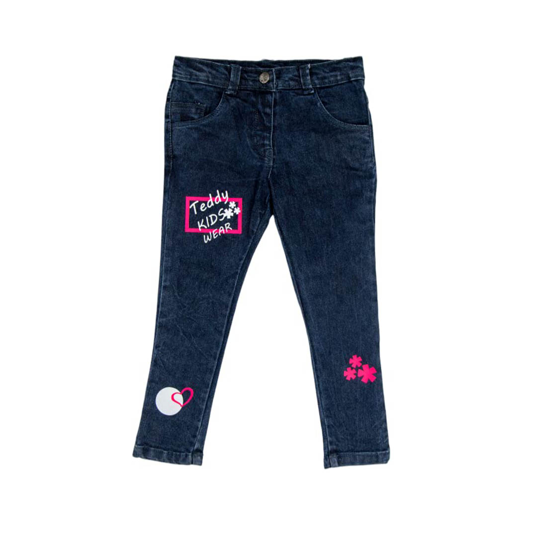 1602 بنطلون جينز بناتي كاجوال - كحلي