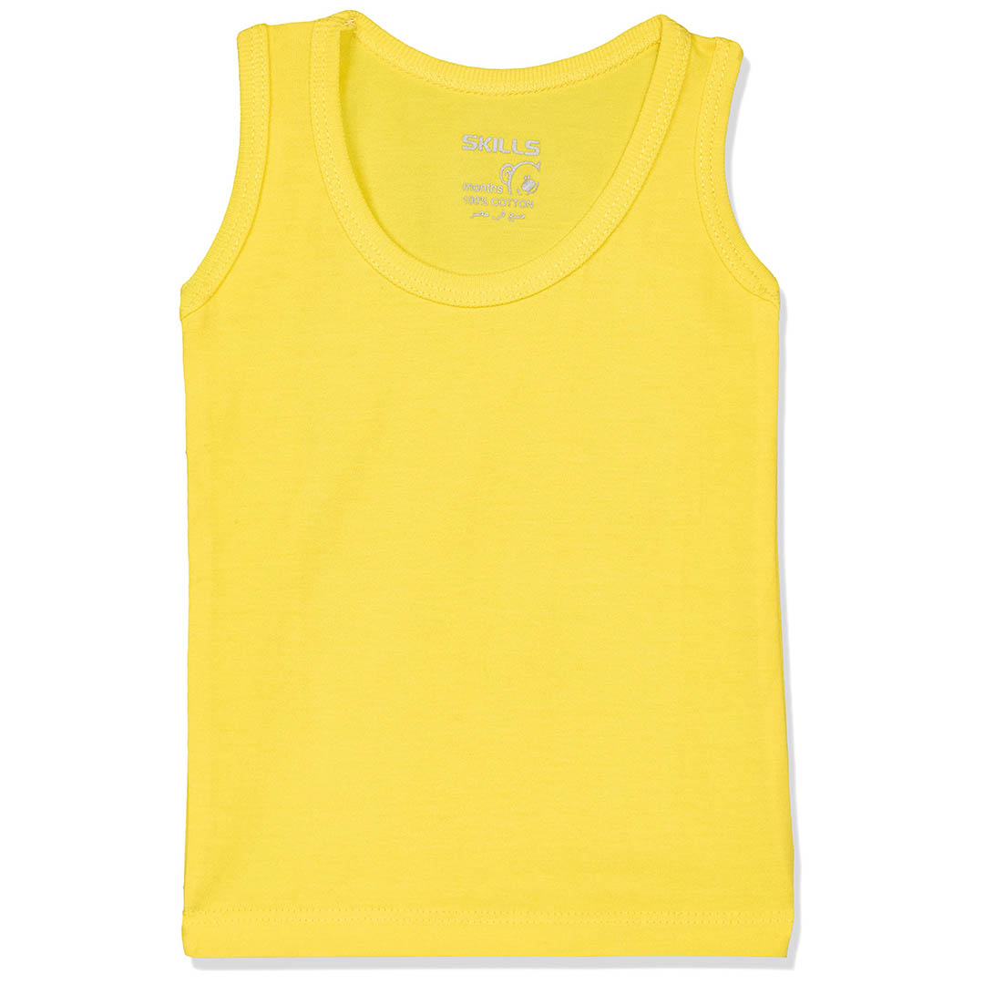توب بناتي بدون كم قطن - أصفر
