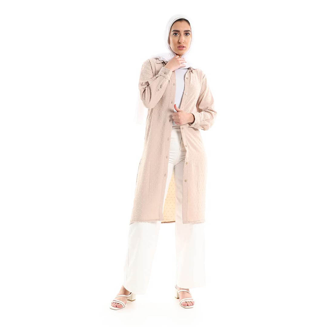 S2099 تونيك حريمي بكم طويل - بيج