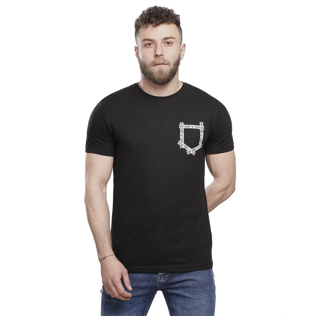 تي شيرت رجالي نص كم - أسود