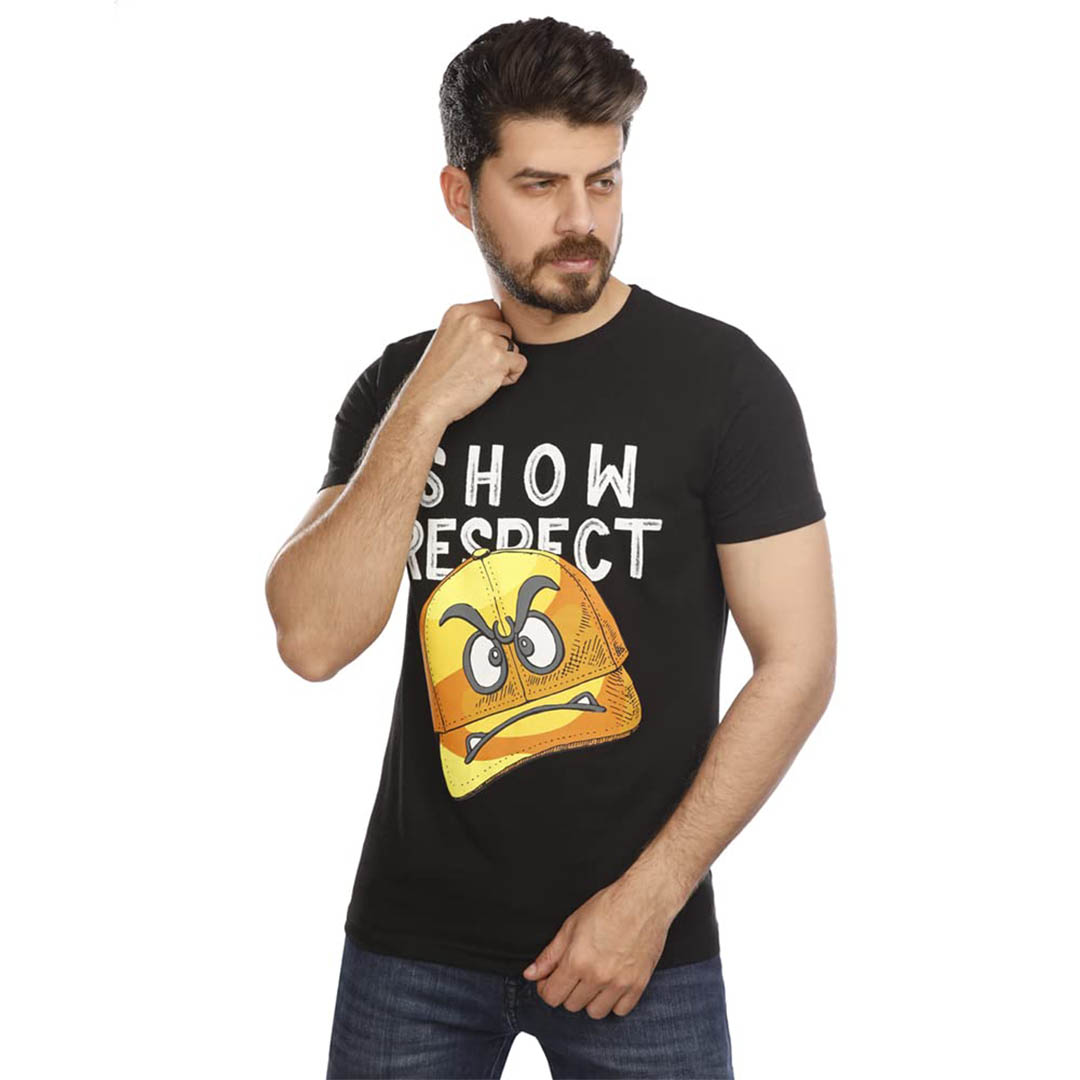 1000189 تي شيرت رجالي نص كم - أسود