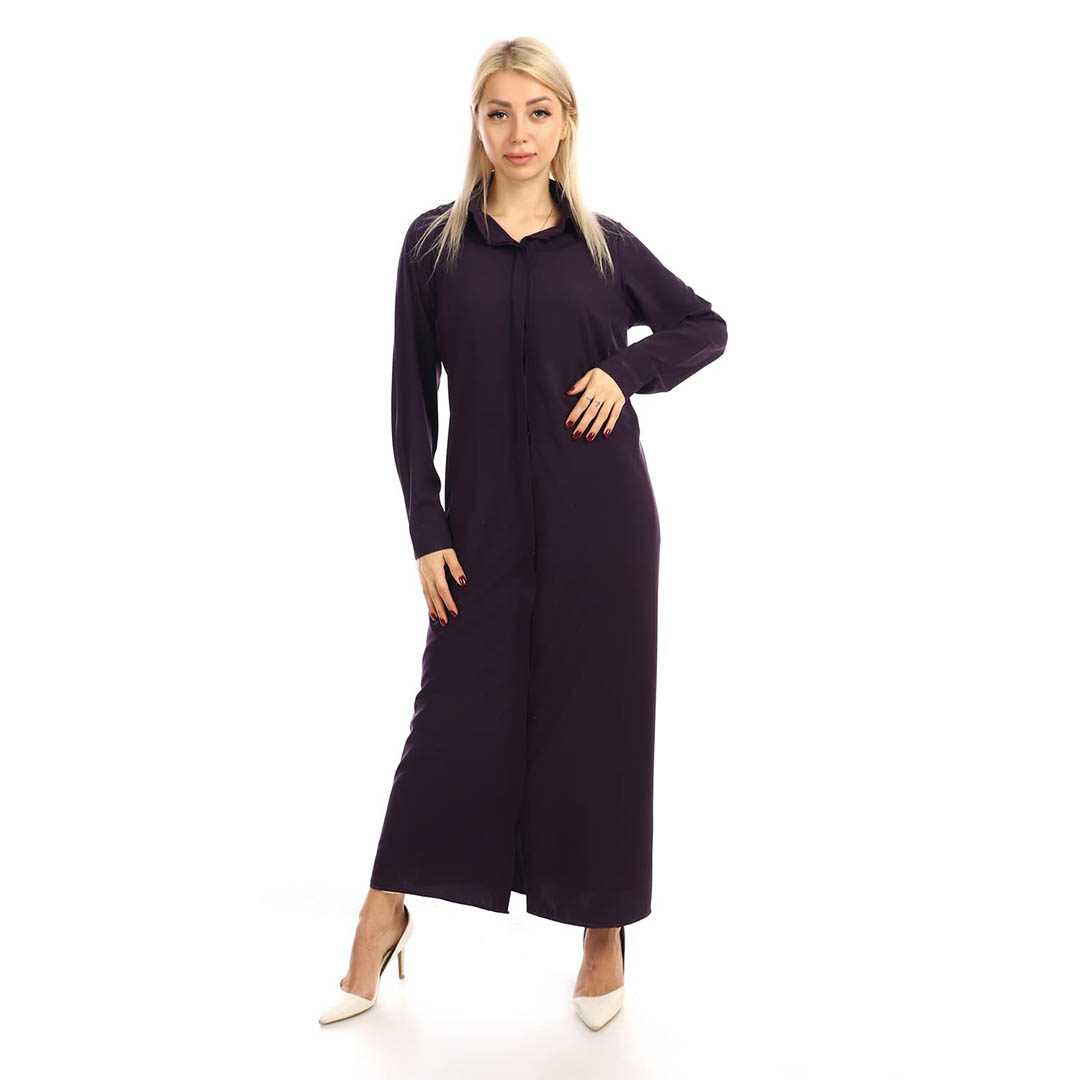 s2044 فستان حريمي بقصة قميص - موف غامق