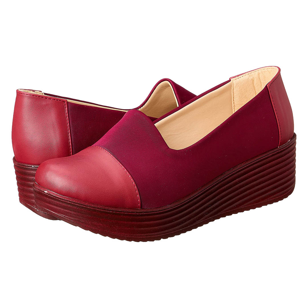 134-B38 جزمة حريمي كاجوال بكعب - نبيتي