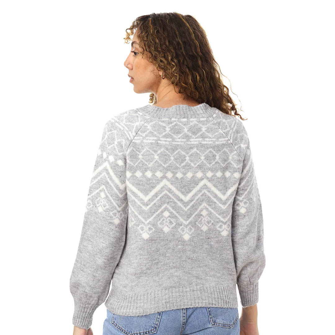 بلوفر حريمي كاجوال طويل - رمادي