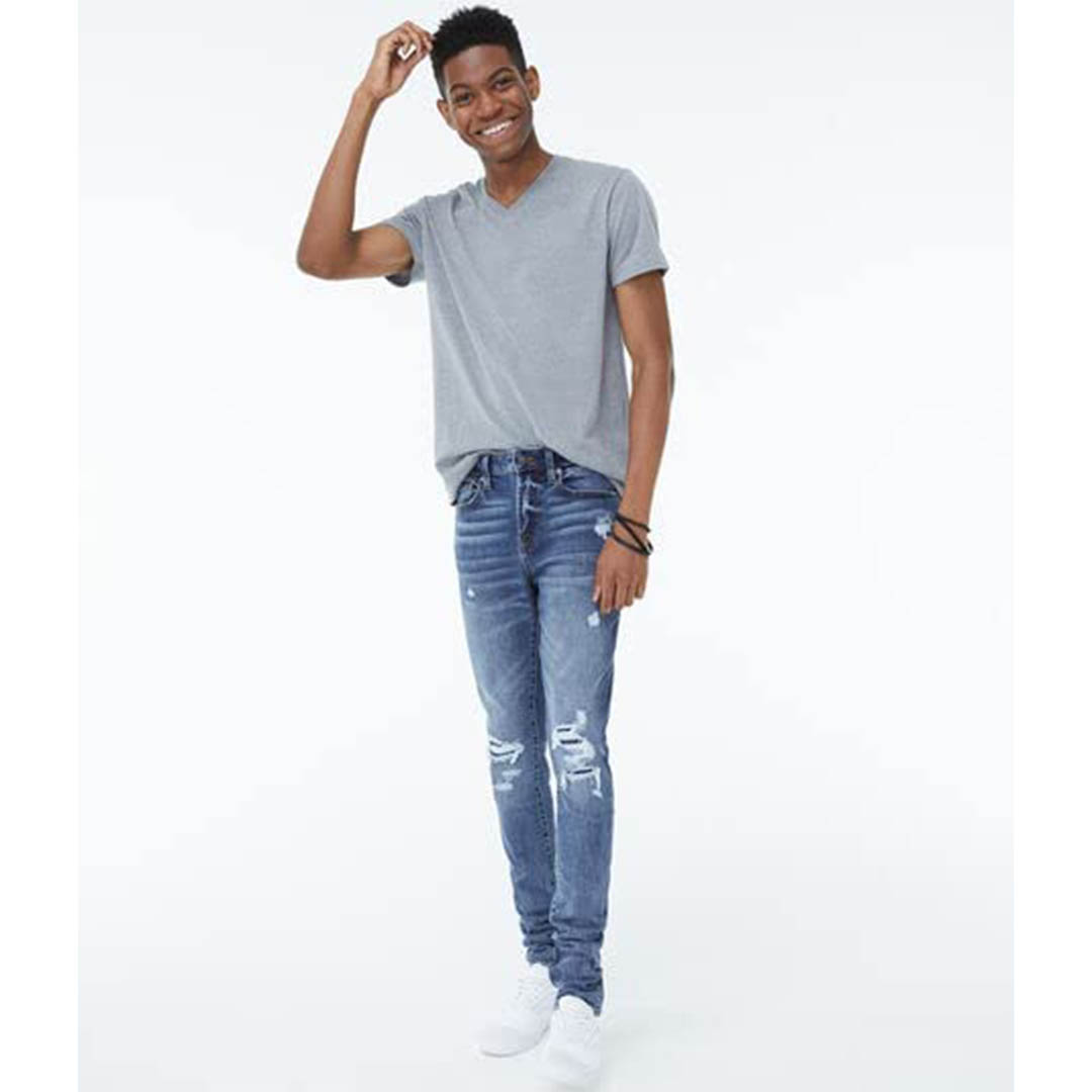 7673F21A بنطلون جينز رجالي - أزرق