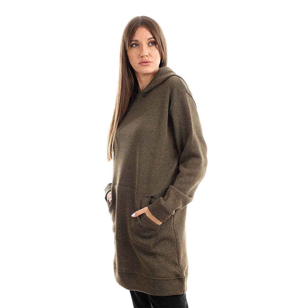 6209 سويت شيرت حريمي طويل - زيتي