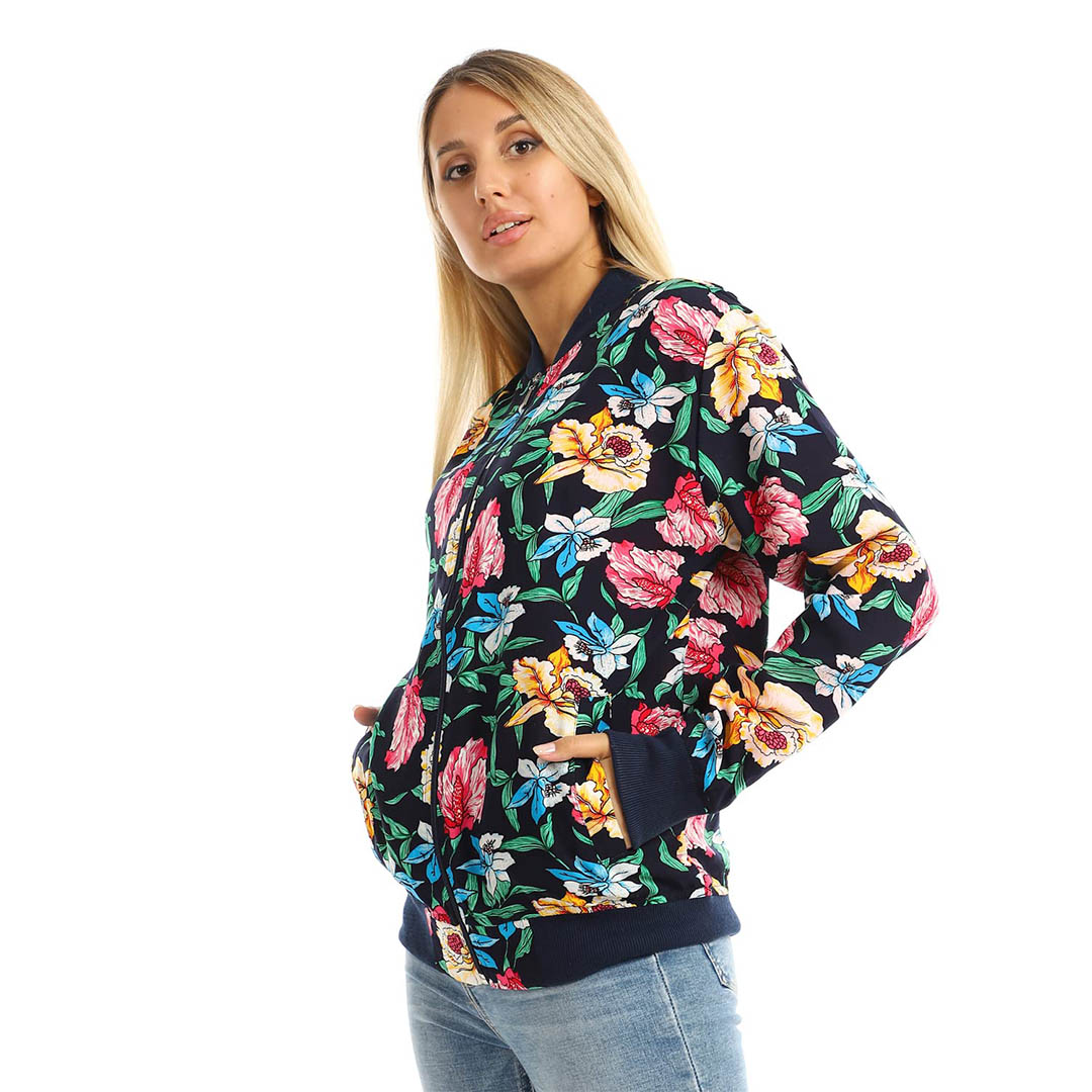 6862 جاكيت حريمي مبطن بسوستة - كحلي