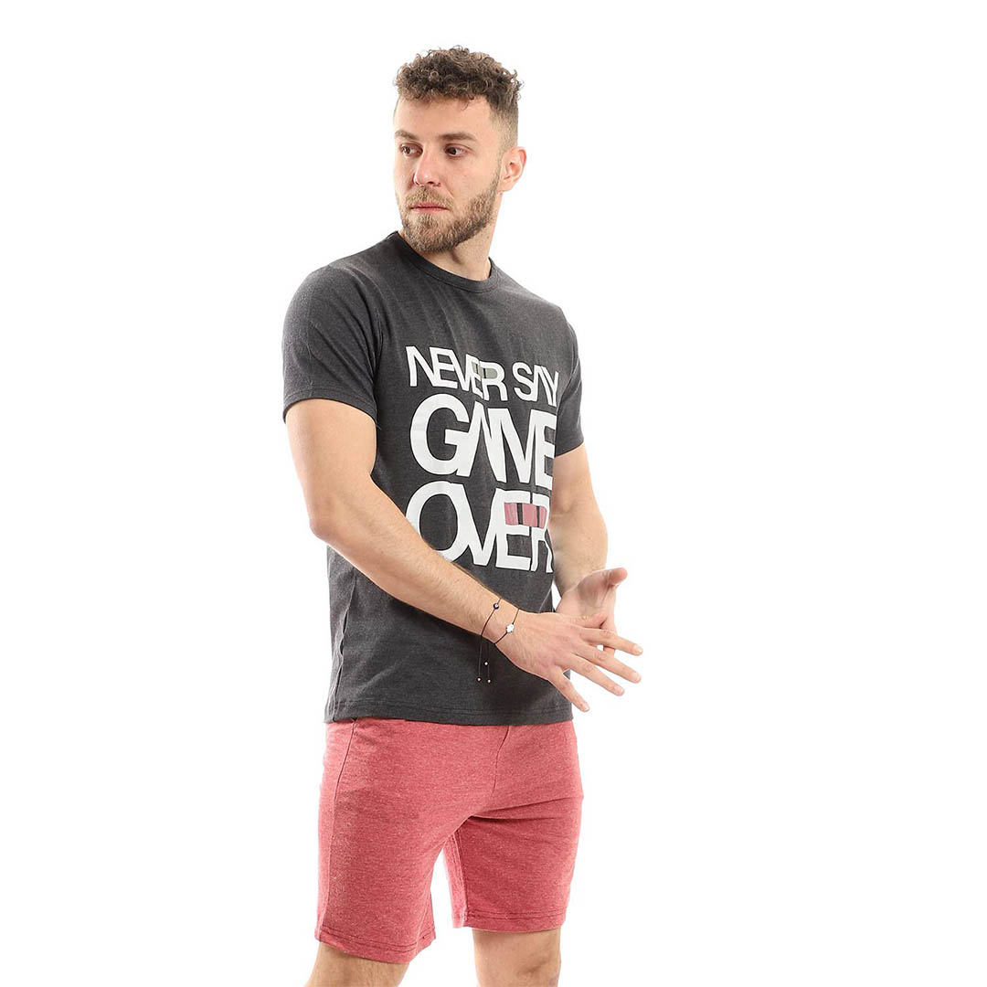 m5585 بيجامة رجالي صيفي - رمادي غامق/نبيتي