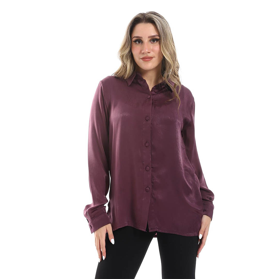 35S23W30330 بلوزة حريمي بكم طويل - بنفسجي