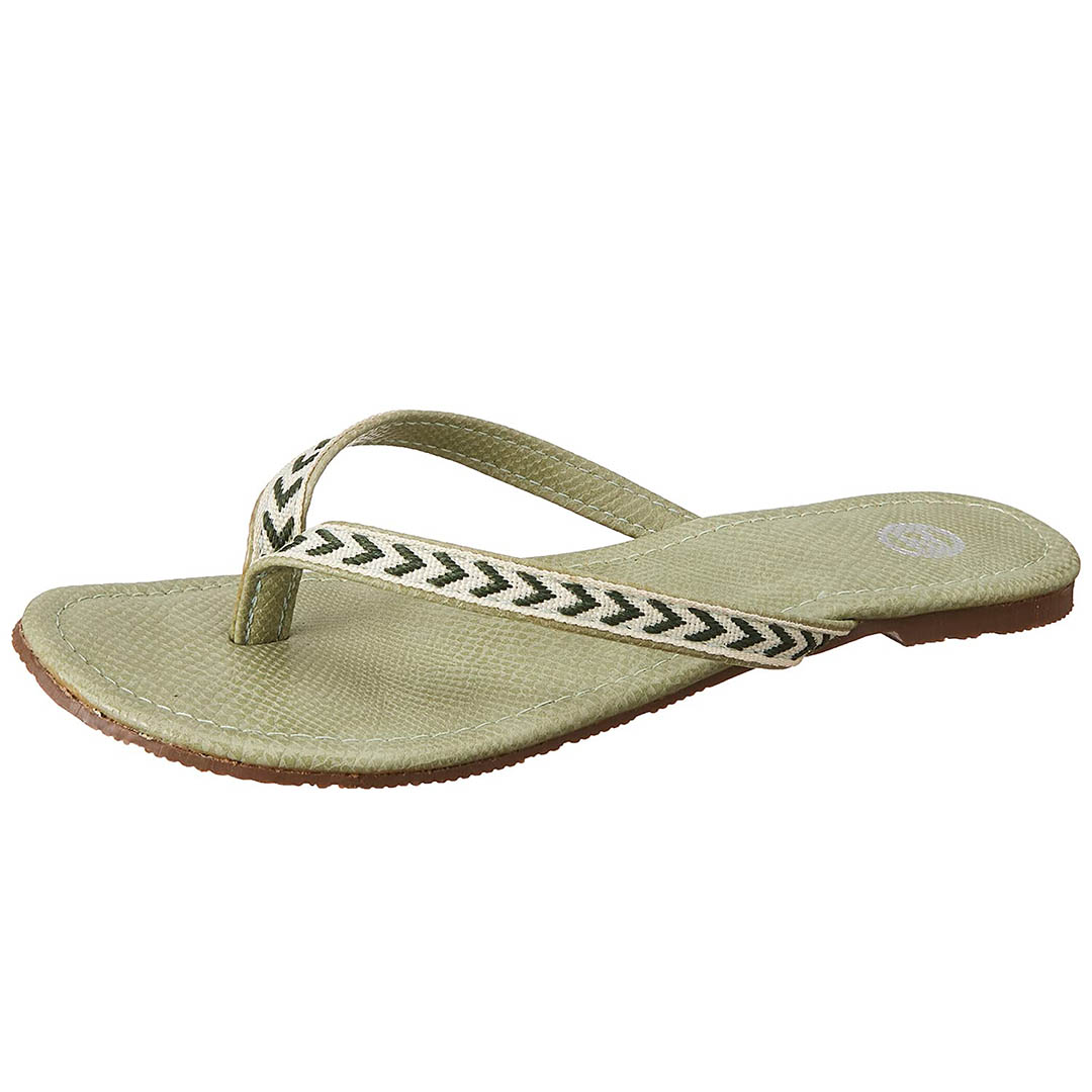 E47-0163-3 شبشب حريمي فلات - زيتي