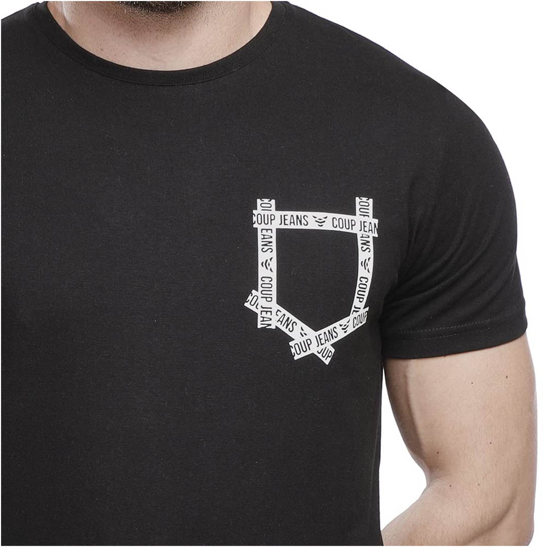 تي شيرت رجالي نص كم - أسود