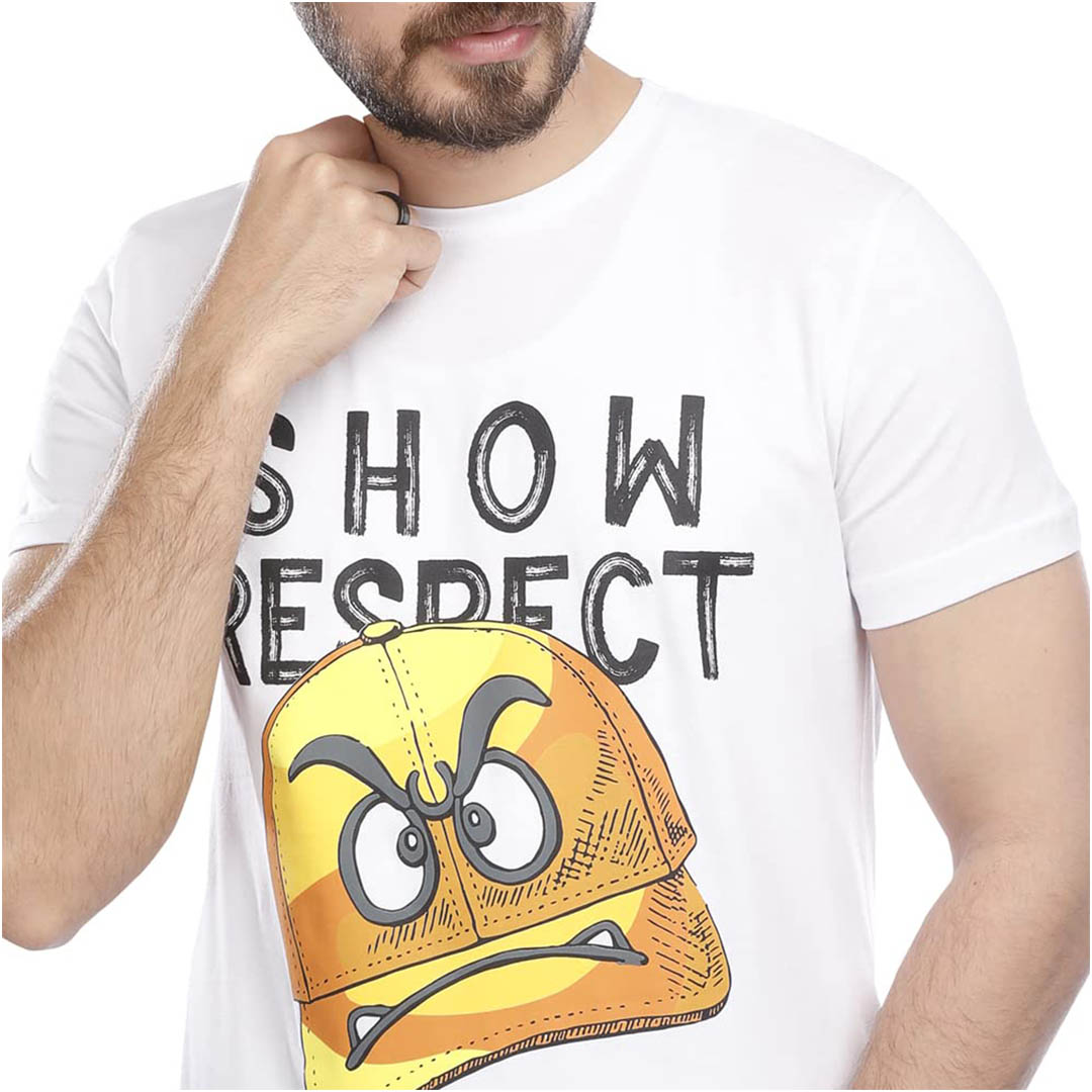 1000189 تي شيرت رجالي نص كم - أبيض