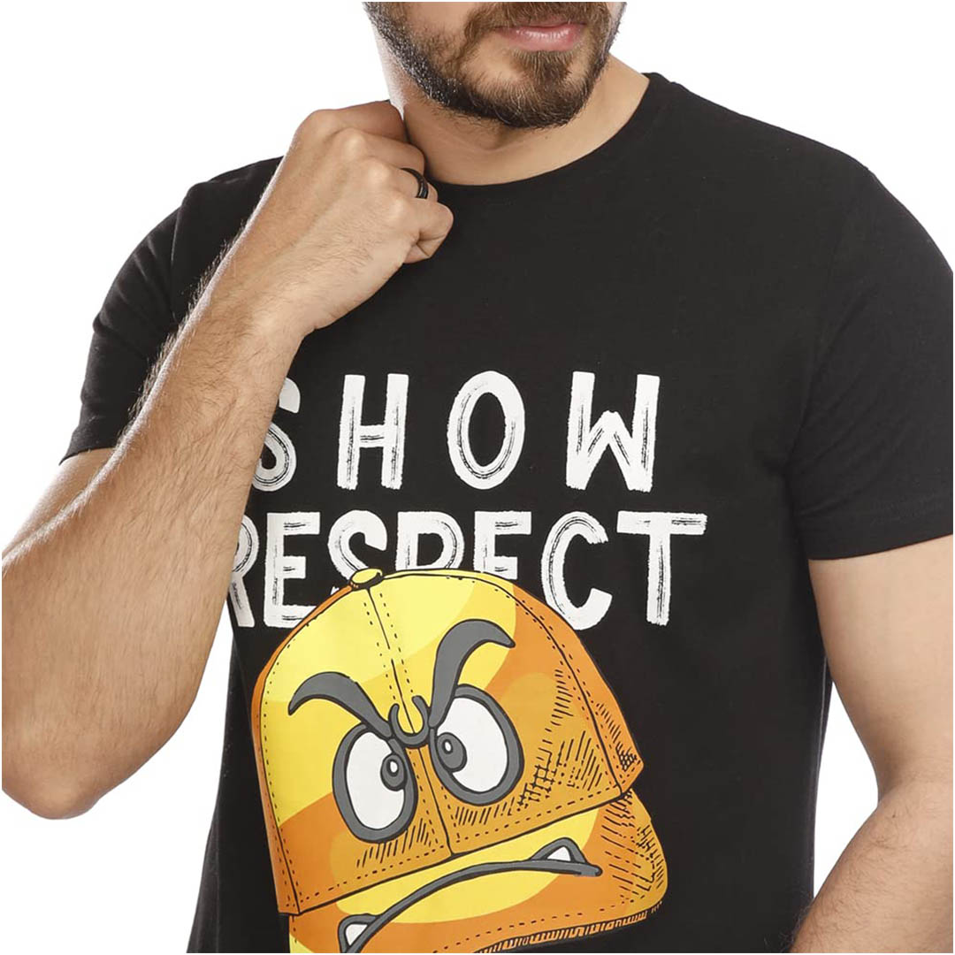 1000189 تي شيرت رجالي نص كم - أسود