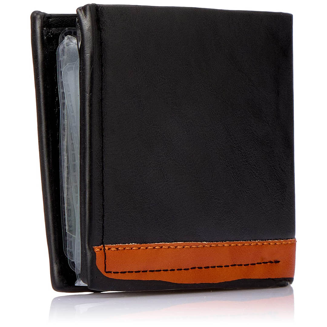 محفظة جلد رجالي - أسود/هافان